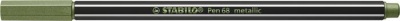 Filctoll, 1,4 mm, STABILO "Pen 68 metallic", metál világoszöld